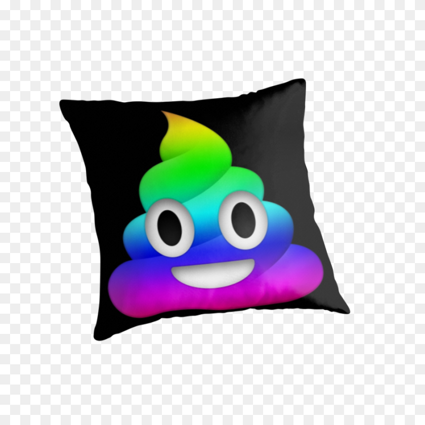 875x875 Poop Emoji Throw Pillow - Rainbow Poop Emoji PNG