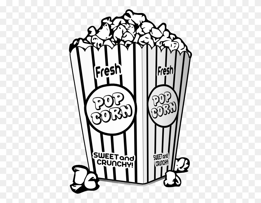396x594 Popcorn Black And White Popcorn Bucket Clipart - Movie Theater Clipart Black And White
