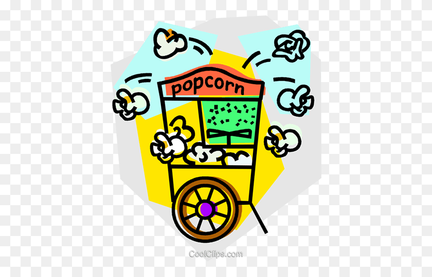 410x480 Popcorn Stand Royalty Free Vector Clip Art Illustration - Sanitation Clipart