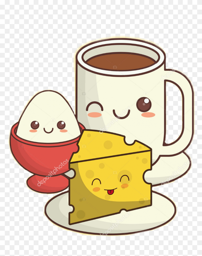 Рисунки кавай еда завтрак