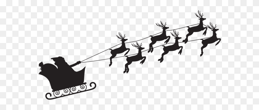 600x298 Popular And Trending Reindeer Stickers - Santa Sleigh Clipart Black And White