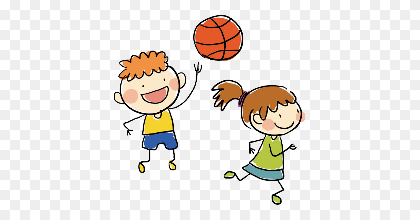 383x381 Popular And Trending Stickers - Kids Playing Basketball Clipart