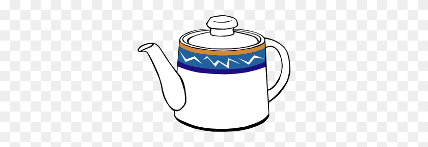 300x230 Porclain Tea Kettle Clip Art Free Vector - Tea Kettle Clipart