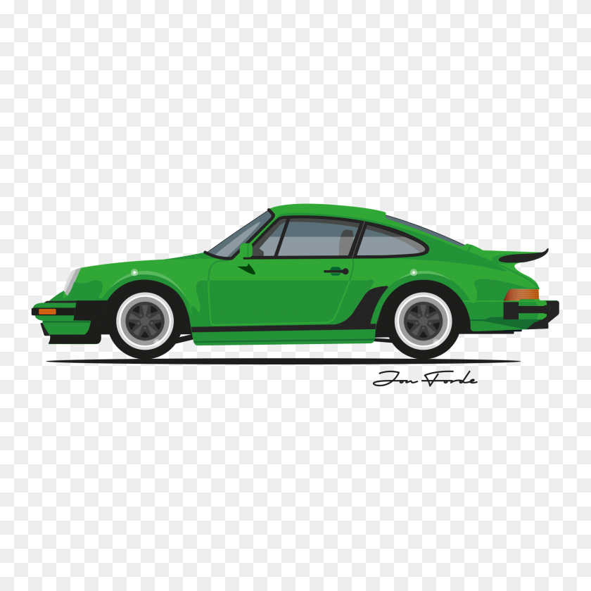 1635x1635 Porsche Turbo 'Whale Tail' Jon Forde Automotive Illustrator - Porsche Png