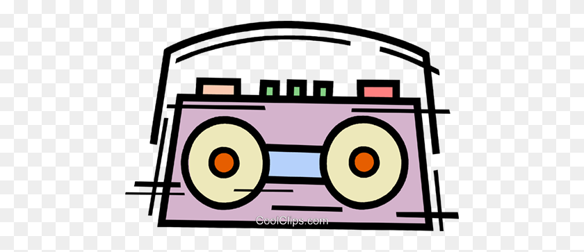 480x303 Portable Cassette Players Royalty Free Vector Clip Art - Boombox Clipart