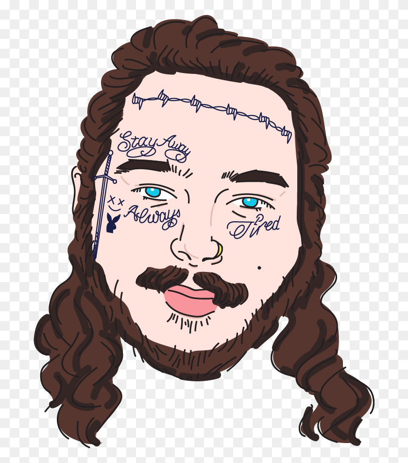 702x892 Post's Tattoo Parlor - Post Malone PNG