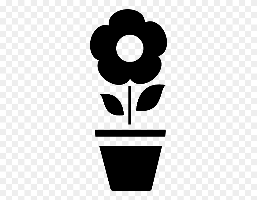 252x593 Pot Flower Icon Png, Clip Art For Web - Pot Clipart Black And White