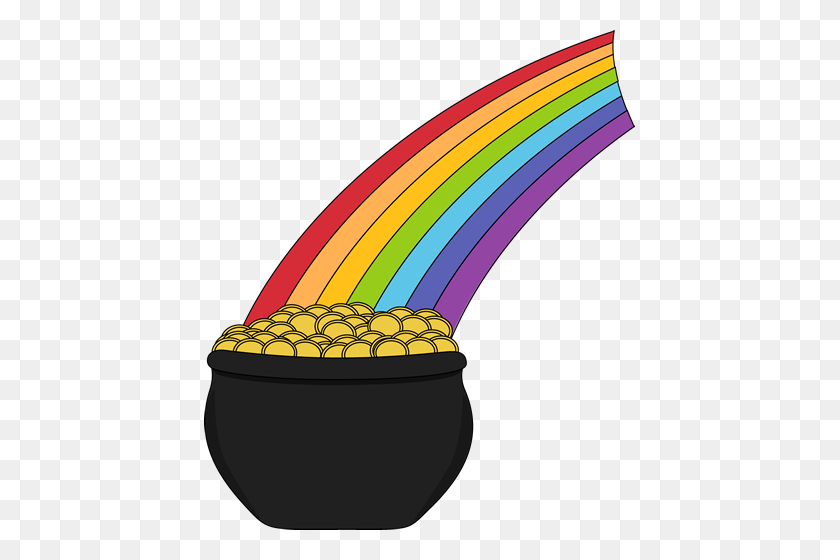 431x500 Pot Of Gold And Rainbow - Pot Of Gold PNG