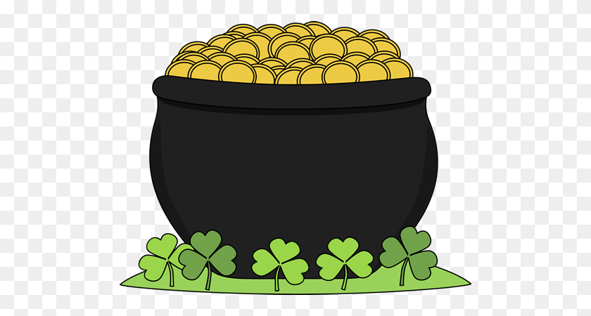 500x390 Pot Of Gold And Shamrocks St Patricks Day Clip Art - Pot Of Gold Clipart