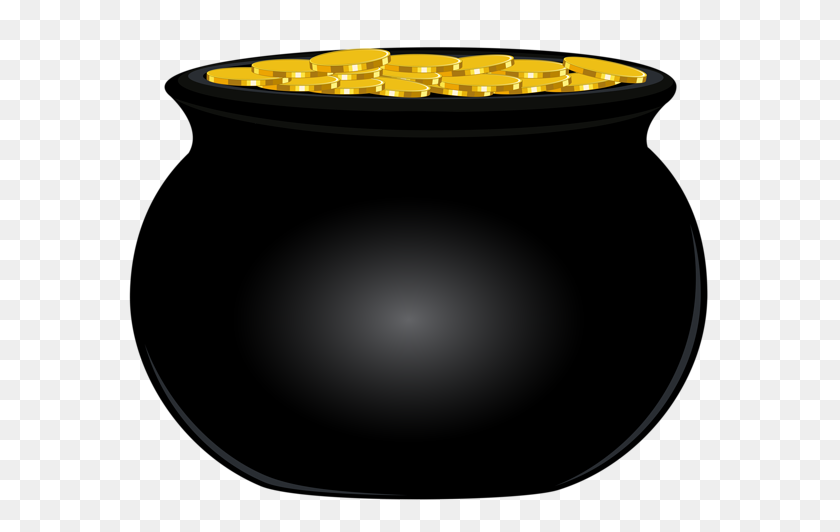 600x472 Pot Of Gold Clipart, Clipart Pot Gold - Pot Of Gold Clipart Black And White