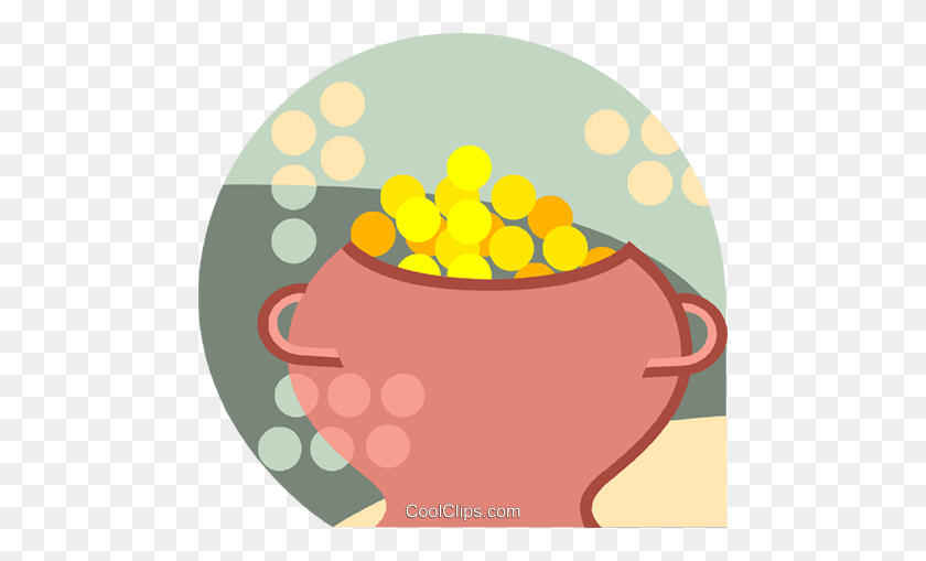 480x449 Pot Of Gold Coins Royalty Free Vector Clip Art Illustration - Pot Of Gold Clip Art