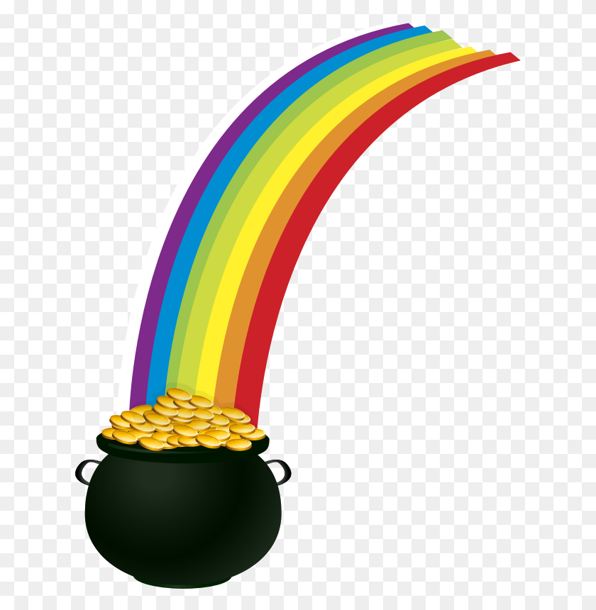 628x800 Pot Of Gold Rainbow Clipart - Rainbow Images Clip Art