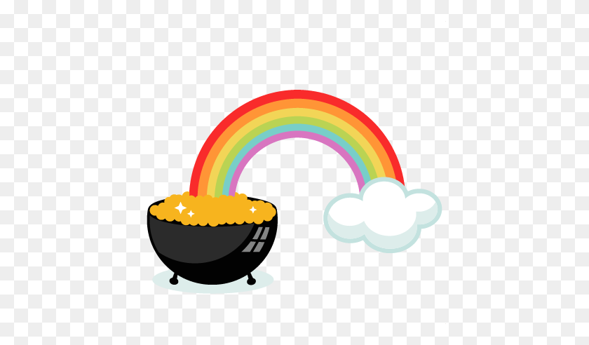 432x432 Pot Of Gold With Rainbow Cutting For Scrapbooking Cute - Rainbow Pot Of Gold Clipart