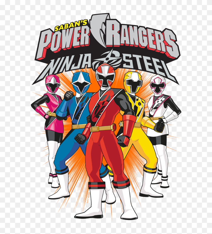 Мужская футболка стандартного кроя Power Rangers Team Lineup - Красный Power Ranger Клипарт