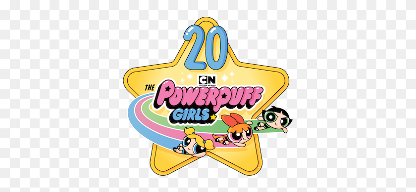349x329 Las Chicas Superpoderosas Logotipo Del Aniversario - 20 Aniversario De Imágenes Prediseñadas