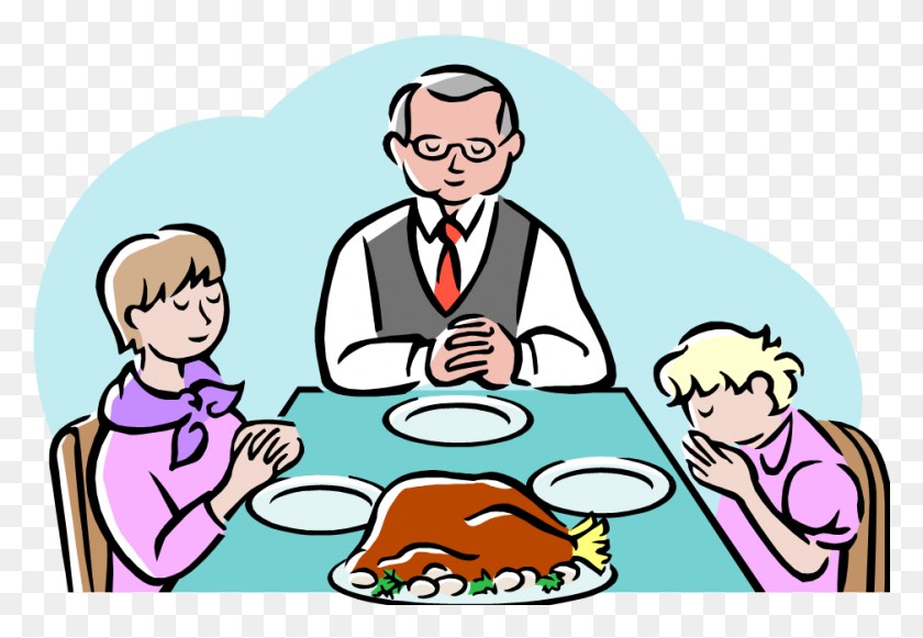 938x627 Prayer Grace Meal Holy Card Clip Art - Family Eating Clipart