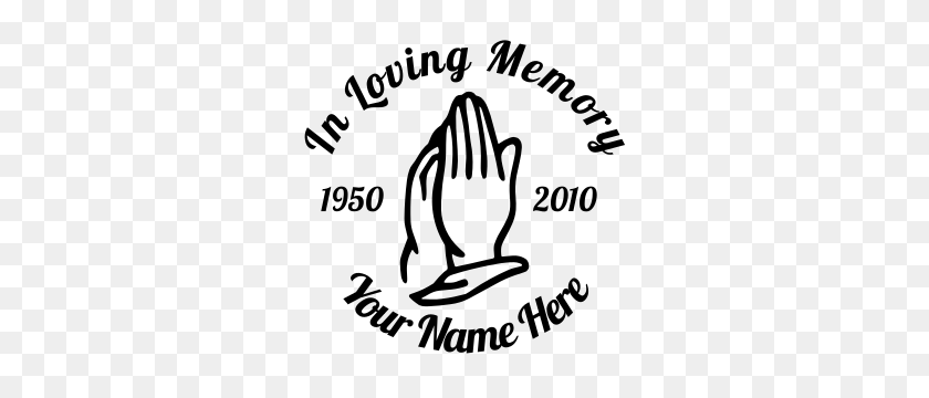 300x300 Praying Hands And Cross In Memory Of Memorial Decal - Cross With Praying Hands Clipart