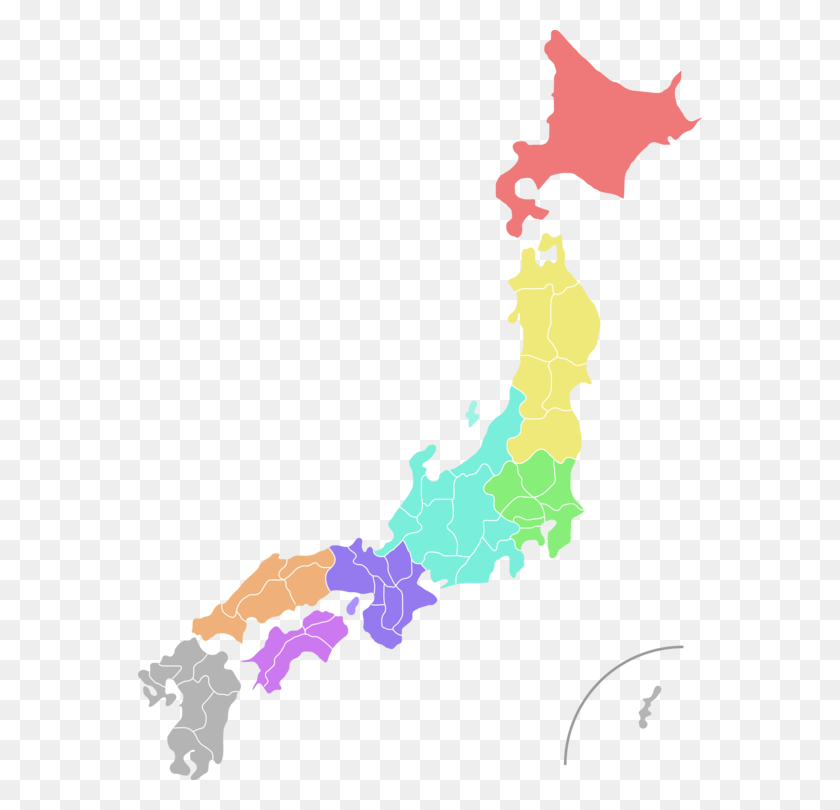 564x750 Префектуры Японии Векторная Карта Mapa Polityczna - Япония Клипарт