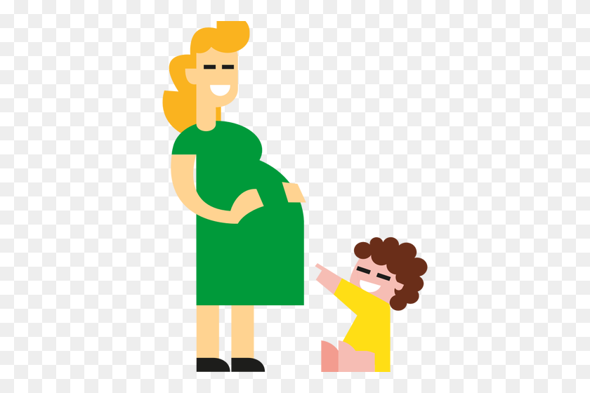 378x500 Pregnant Lady And Kid - Pregnant Mother Clipart