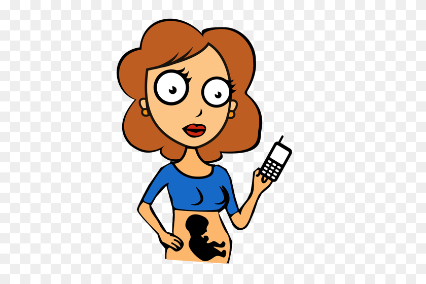388x500 Pregnant Lady With Mobile - Pregnant Lady Clipart