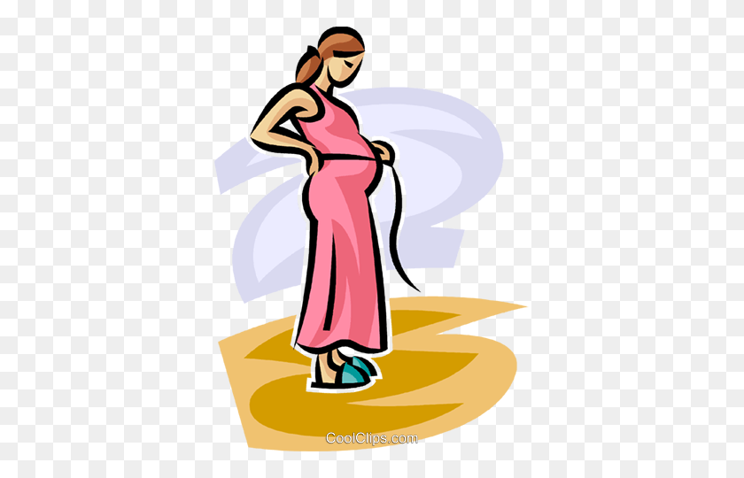 355x480 Pregnant Mother Measuring Her Belly Royalty Free Vector Clip Art - Pregnant Belly Clipart