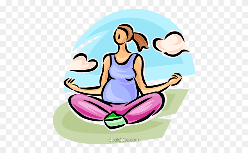 480x460 Pregnant Woman Doing Yoga Royalty Free Vector Clip Art - Pregnant Mother Clipart