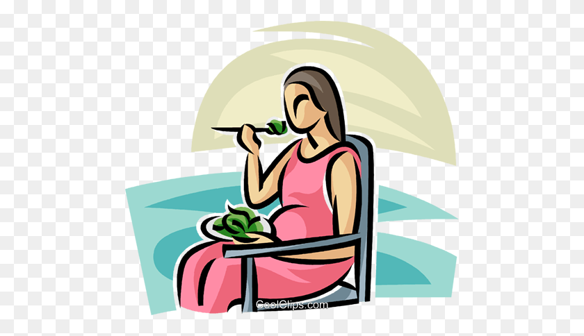480x424 Pregnant Woman Eating Royalty Free Vector Clip Art Illustration - Pregnant Clipart