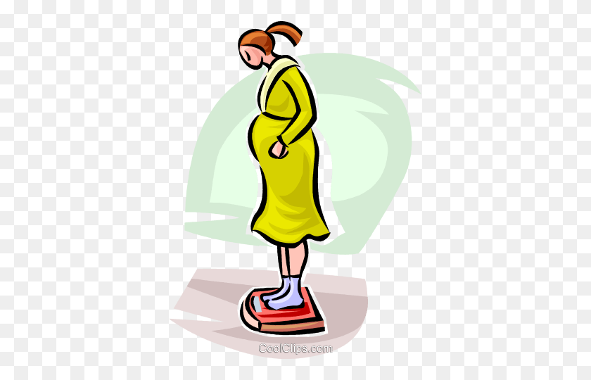 358x480 Pregnant Woman On A Scale Royalty Free Vector Clip Art - Pregnant Clipart Free