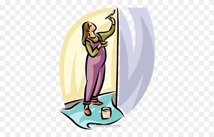 378x480 Pregnant Woman Painting The Nursery Royalty Free Vector Clip Art - Pregnant Clipart