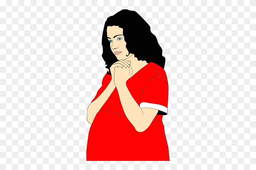 274x500 Pregnant Woman Praying - Pregnant Mom Clipart