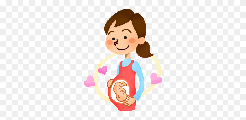 268x350 Mujer Embarazada Con Corazones Clipart Ilustraciones Gratis - Clipart Embarazada