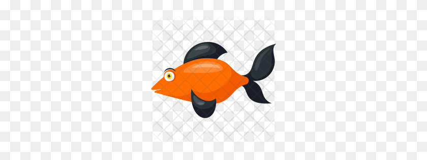 256x256 Значок Золотая Рыбка Премиум Черная Пятна Скачать Png - Золотая Рыбка Png