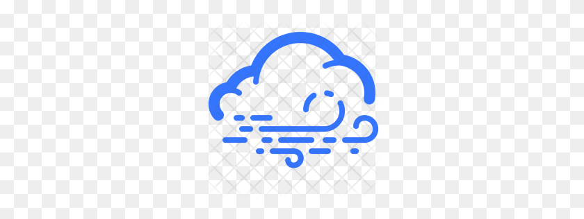 256x256 Premium Cloud, With, Wind, Windy, Overcast, Weather, Forecast Icon - Windy Weather Clipart