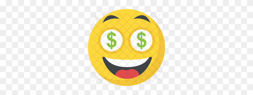 256x256 Значок Премиум Доллар Глаза Emoji Скачать Png - Шок Emoji Png