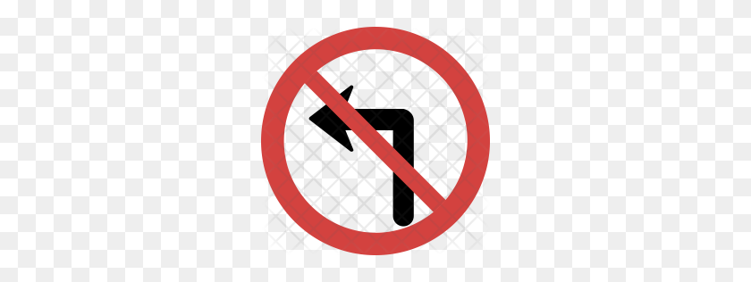 256x256 Premium Left Turn Not Allowed Icon Download Png - Not Allowed PNG