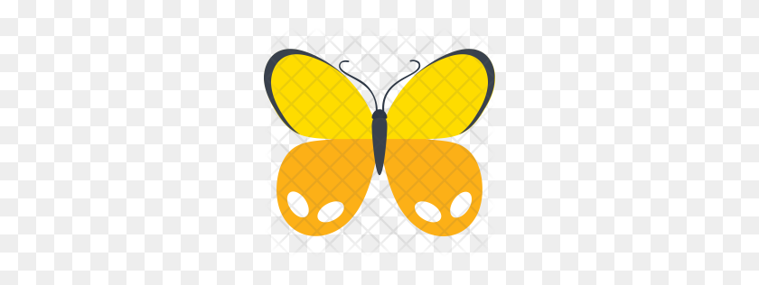 256x256 Значок Премиум Татуировки Скачать Png - Желтая Бабочка Png
