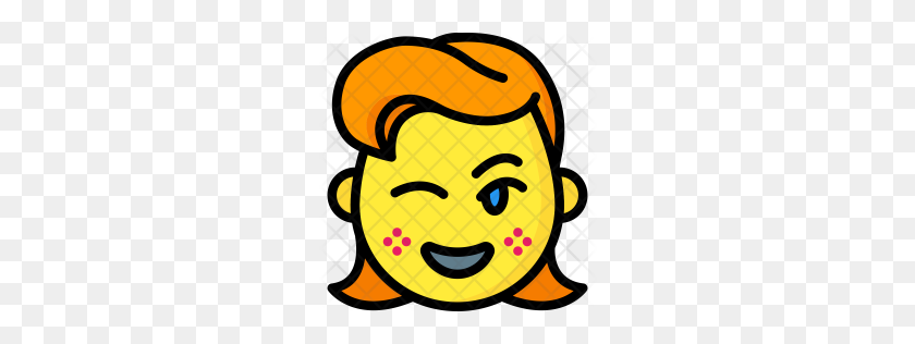256x256 Premium Wink Face Icon Descargar Png - Wink Emoji Clipart