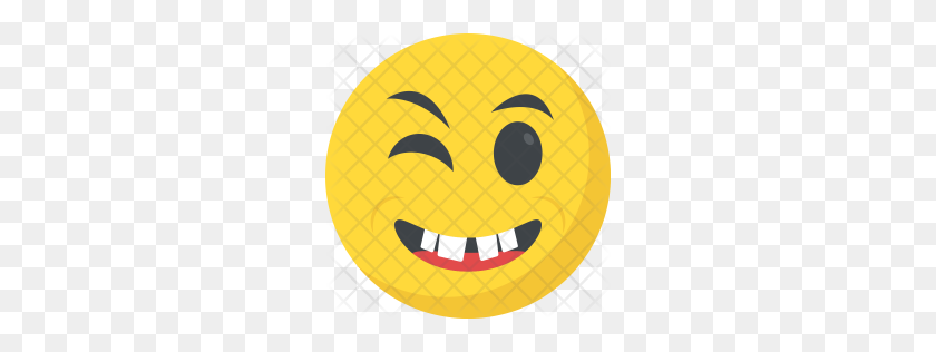 256x256 Значок Премиум Подмигивающее Лицо Скачать Png - Подмигнуть Emoji Png