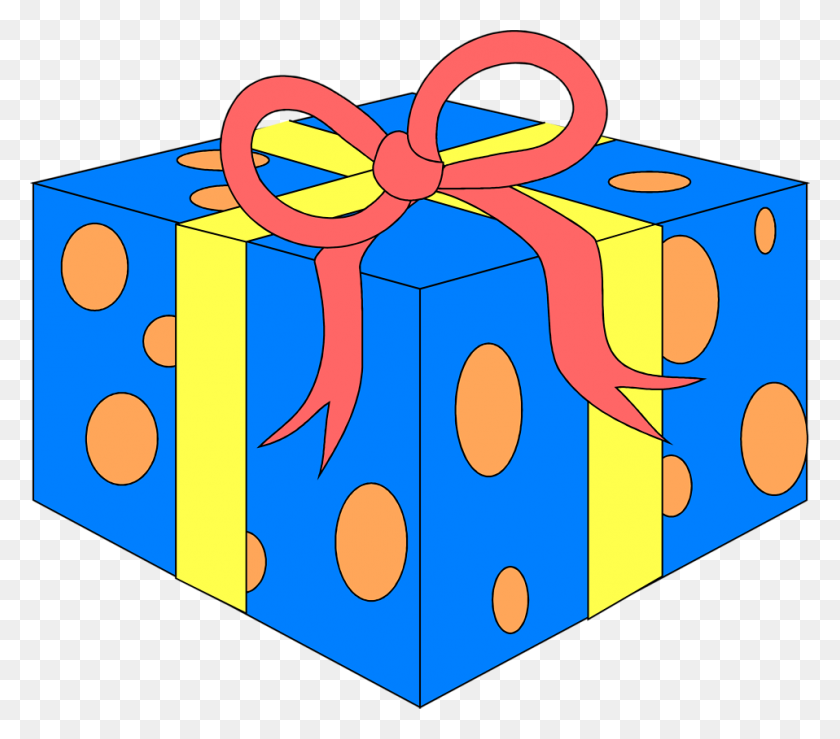 958x835 Present Free Stock Photo Illustration Of A Blue Wrapped - Wrapped Present Clipart