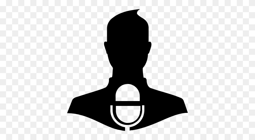 400x400 Press Release Symbol Of A Man With A Microphone Free Vectors - Microphone Silhouette PNG