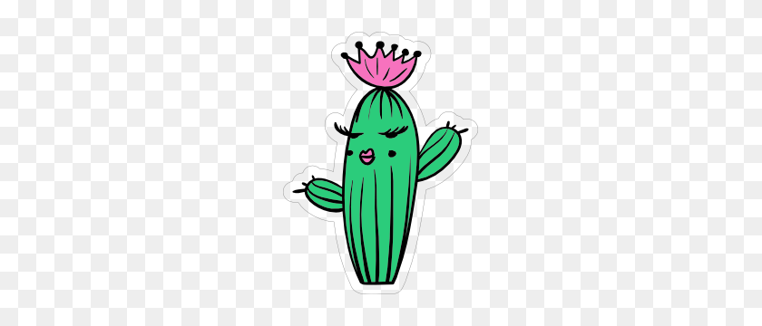 300x300 Pretty Cactus Cartoon Sticker - Cute Cactus PNG
