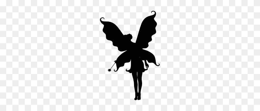 300x300 Pretty Fairy With Wand Sticker - Fairy Silhouette PNG