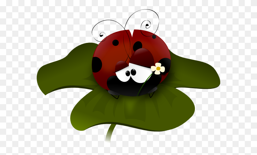 600x446 Pretty Ladybug On A Clover Png, Clip Art For Web - Clover Clipart Black And White