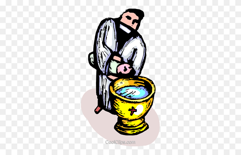275x480 Priest Baptizing An Infant Royalty Free Vector Clip Art - Priest Clipart