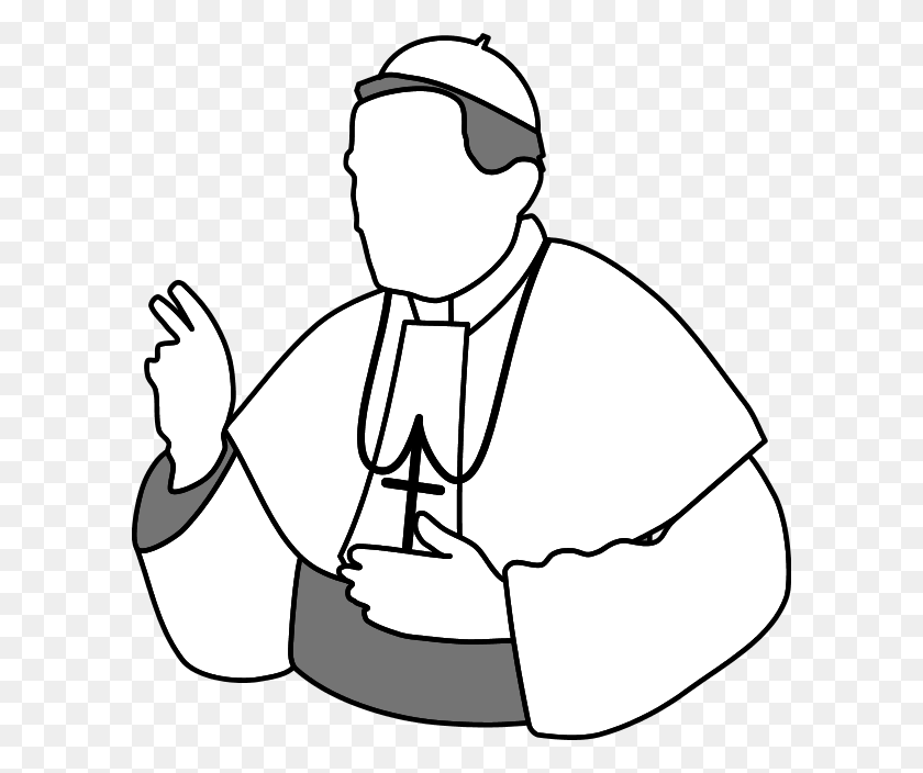 600x644 Священник Картинки - Пижамный Клипарт Черный И Белый