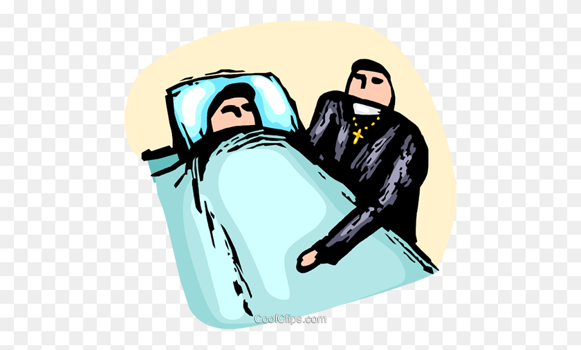 480x447 Priest Giving A Person The Last Rights Royalty Free Vector Clip - Priest Clipart