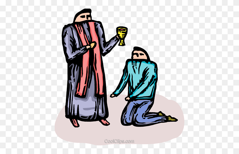 456x480 Priest Giving Communion To A Parishioner Royalty Free Vector Clip - Priest PNG