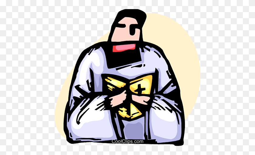 480x452 Priest Holding A Bible And Praying Royalty Free Vector Clip Art - Priest Clipart