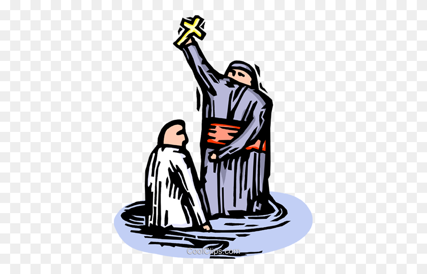391x480 Священник Совершает Крещение В Векторном Формате Клип-Арт - Крещение Png