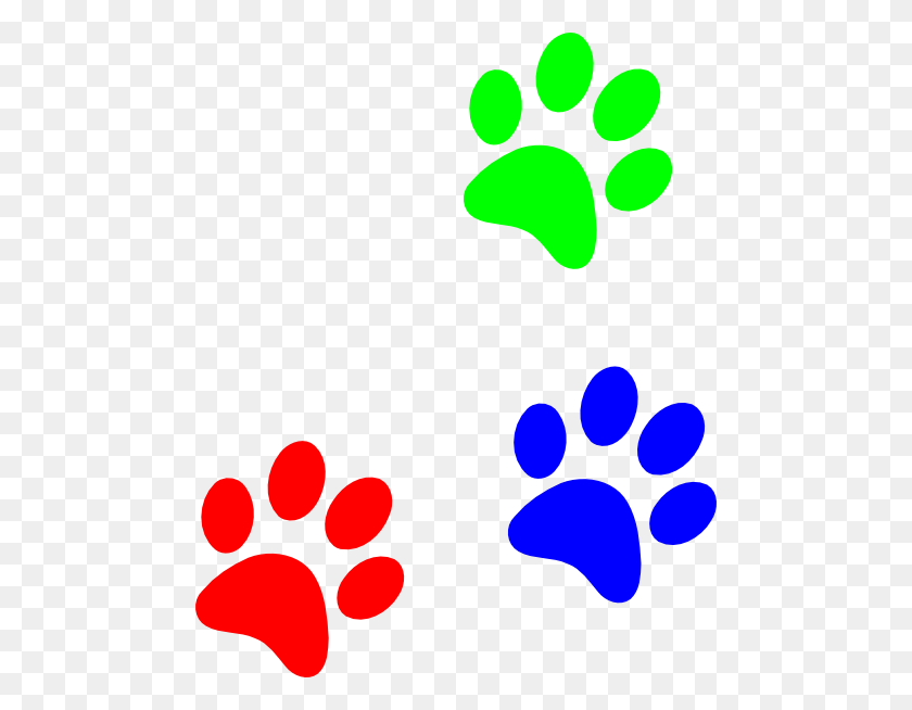 480x594 Primary Colors Paw Prints Clip Arts Download - Primary Clipart